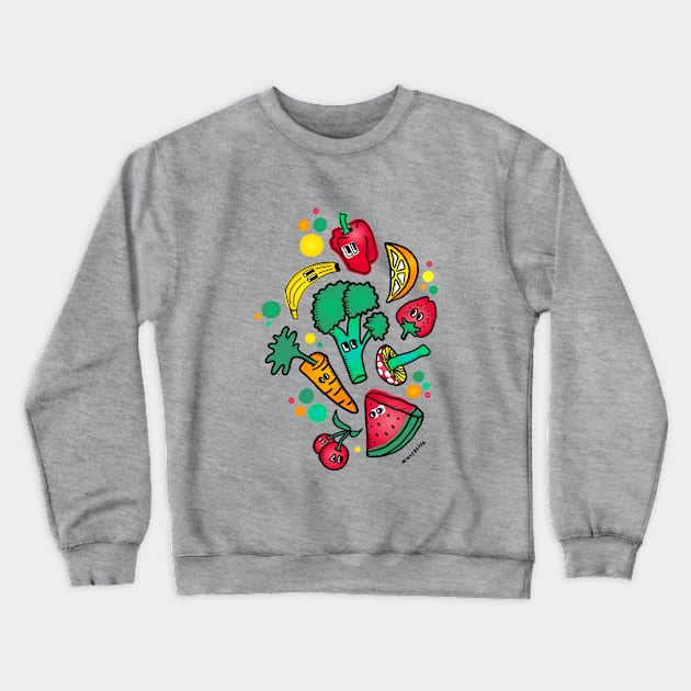 Fruits N Veggies Crewneck Sweatshirt by Irina's Family Art Circle 